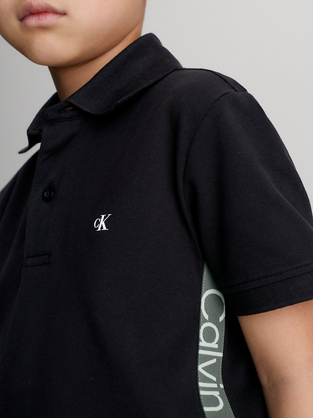black koszula polo z piki z logo dla boys - calvin klein jeans
