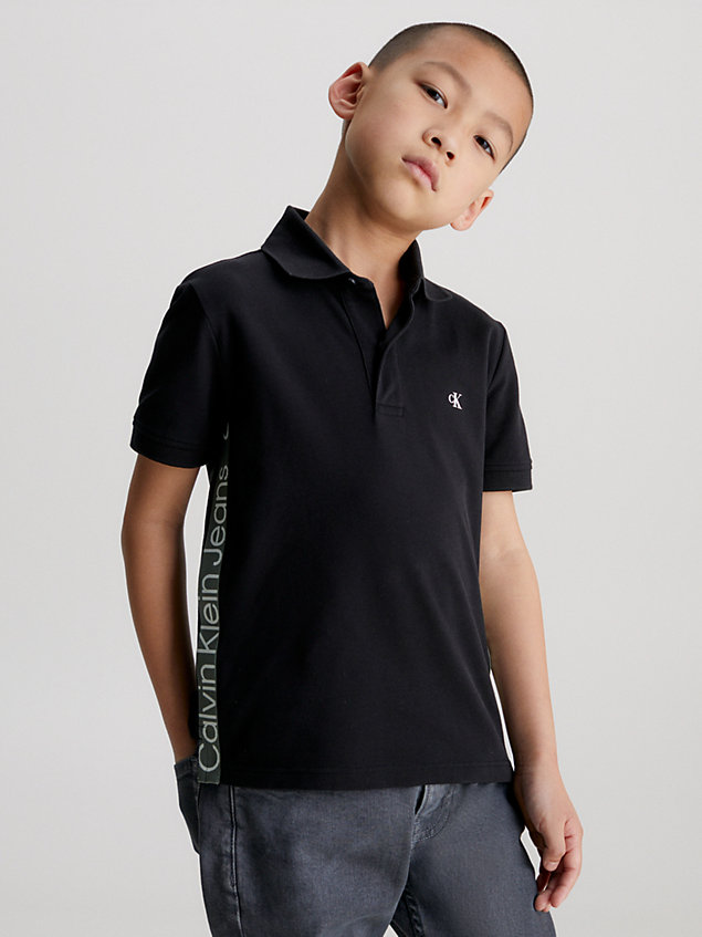 polo en piqué avec logo black pour garçons calvin klein jeans
