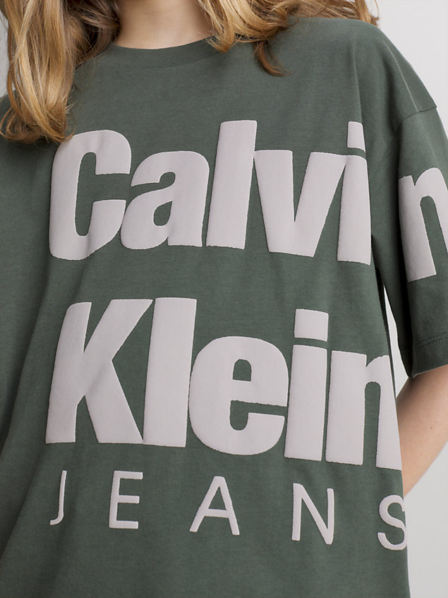 green luźny t-shirt z logo dla boys - calvin klein jeans