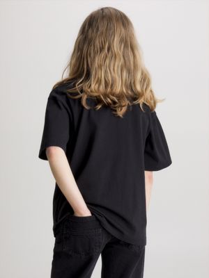 black cotton logo t-shirt for boys calvin klein jeans