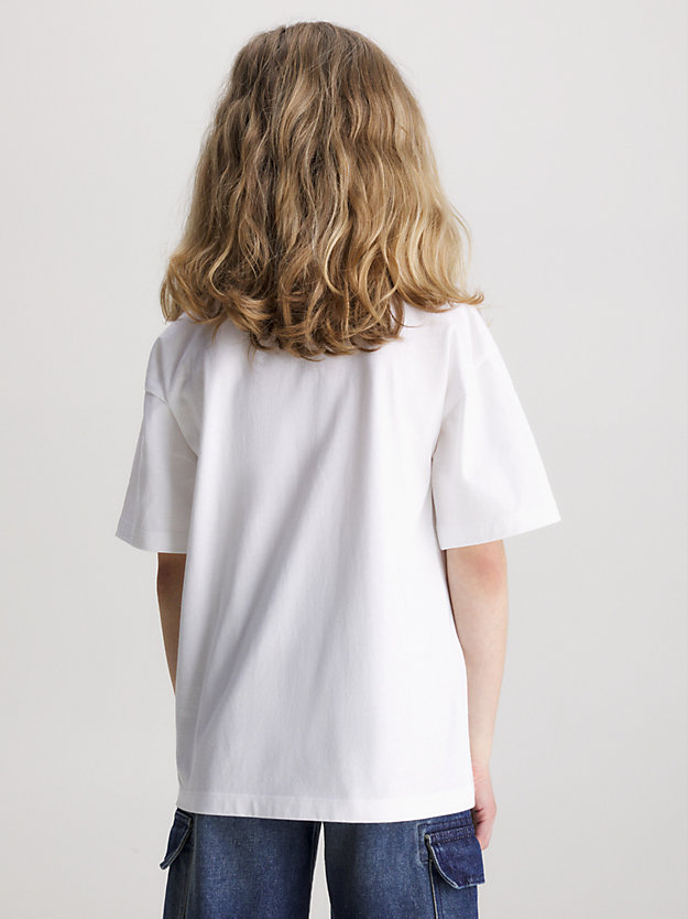bright white cotton logo t-shirt for boys calvin klein jeans