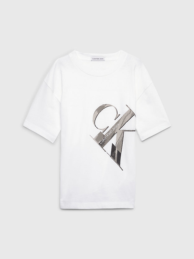 bright white cotton logo t-shirt for boys calvin klein jeans