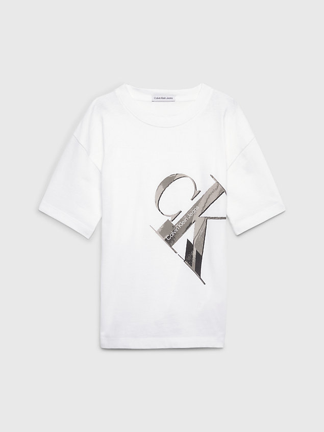 white cotton logo t-shirt for boys calvin klein jeans