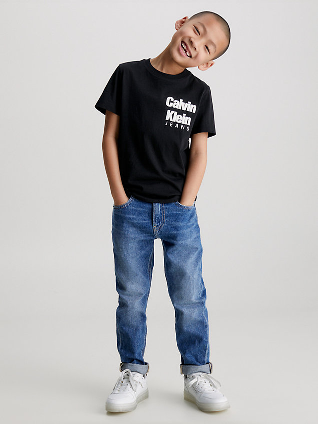 t-shirt con logo in cotone black da boys calvin klein jeans