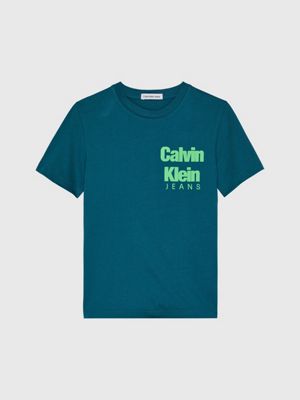 blue cotton logo t-shirt for boys calvin klein jeans