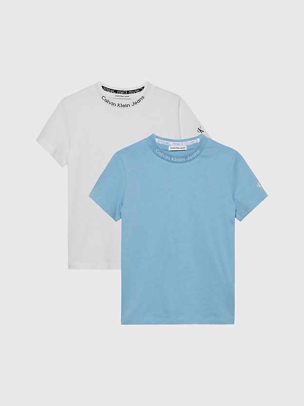 dusk blue / bright white 2 pack logo t-shirts for boys calvin klein jeans