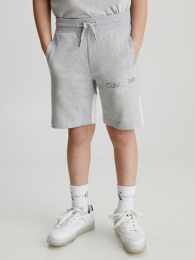 grey korte joggingbroek met colourblock voor jongens - calvin klein jeans