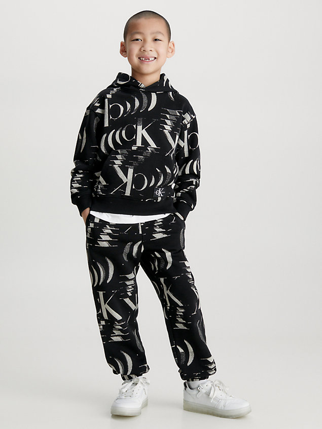 black relaxed joggingbroek met logo voor jongens - calvin klein jeans