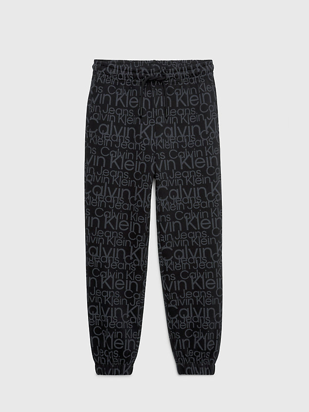 black relaxed glow-in-the-dark logo joggers for boys calvin klein jeans