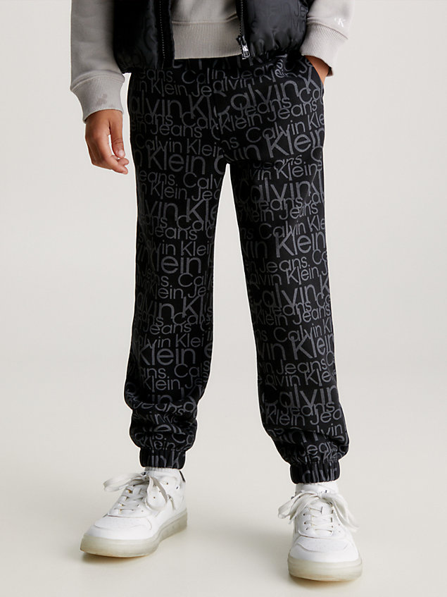 pantalon de jogging relaxed avec logo à effet phosphorescent black pour garcons calvin klein jeans
