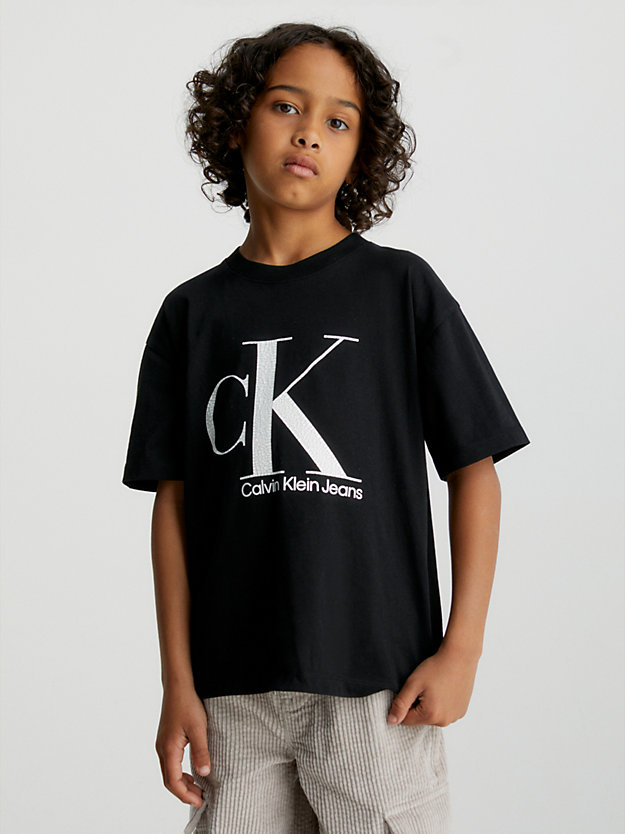 ck black relaxed logo t-shirt for boys calvin klein jeans