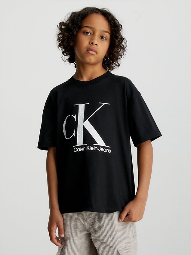 black luźny t-shirt z logo dla boys - calvin klein jeans