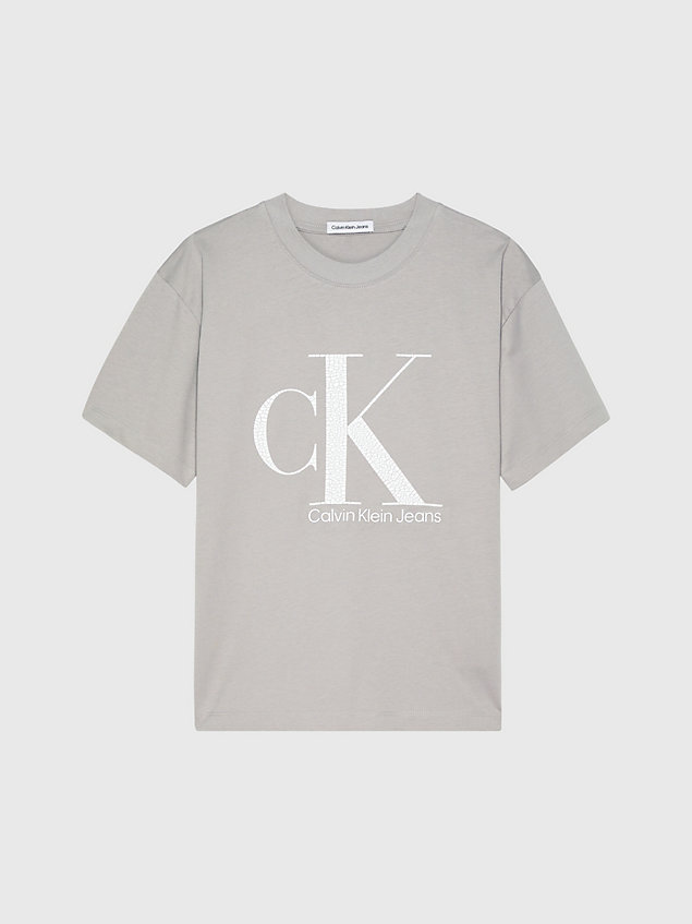 grey lässiges logo-t-shirt für jungen - calvin klein jeans