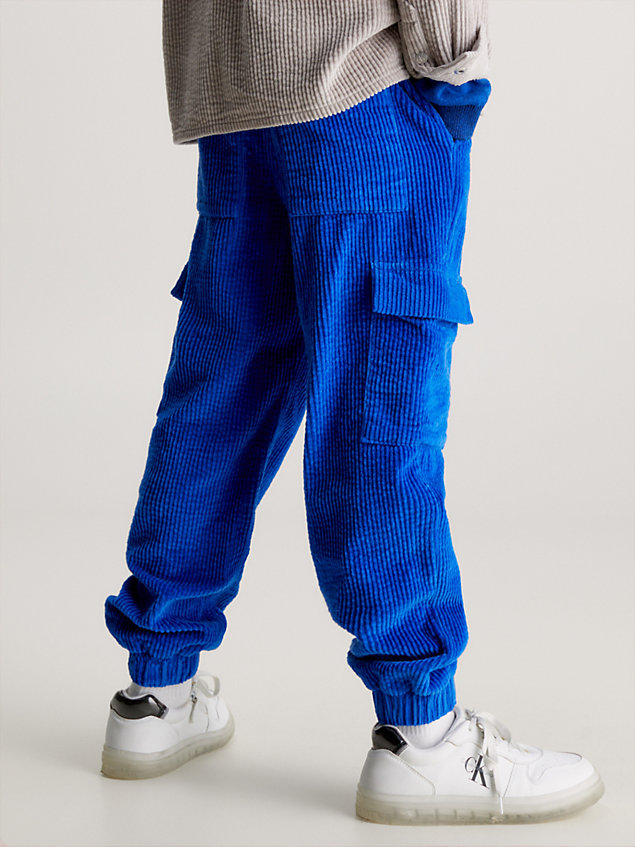 pantalon de jogging cargo relaxed en velours côtelé blue pour garcons calvin klein jeans