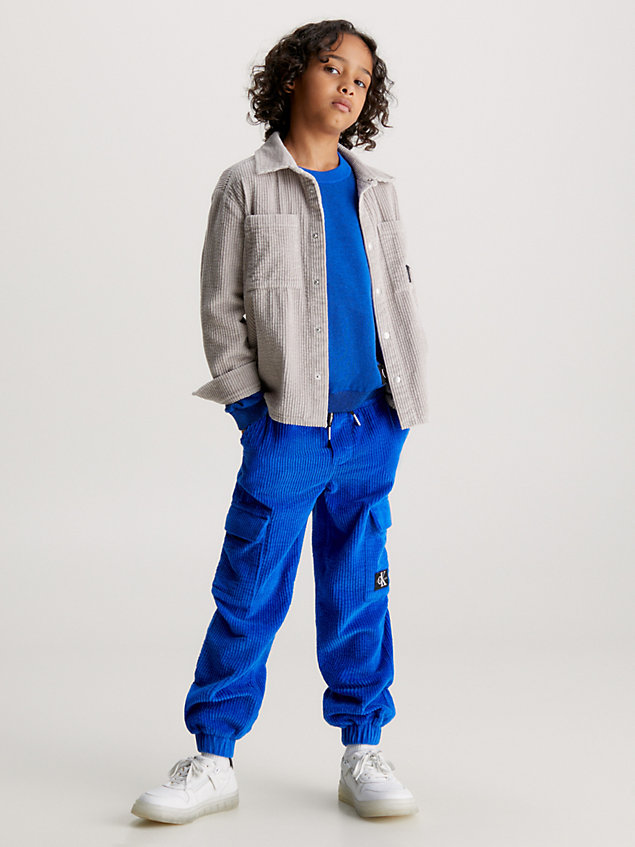 blue ontspannen corduroy cargo joggingbroek voor boys - calvin klein jeans