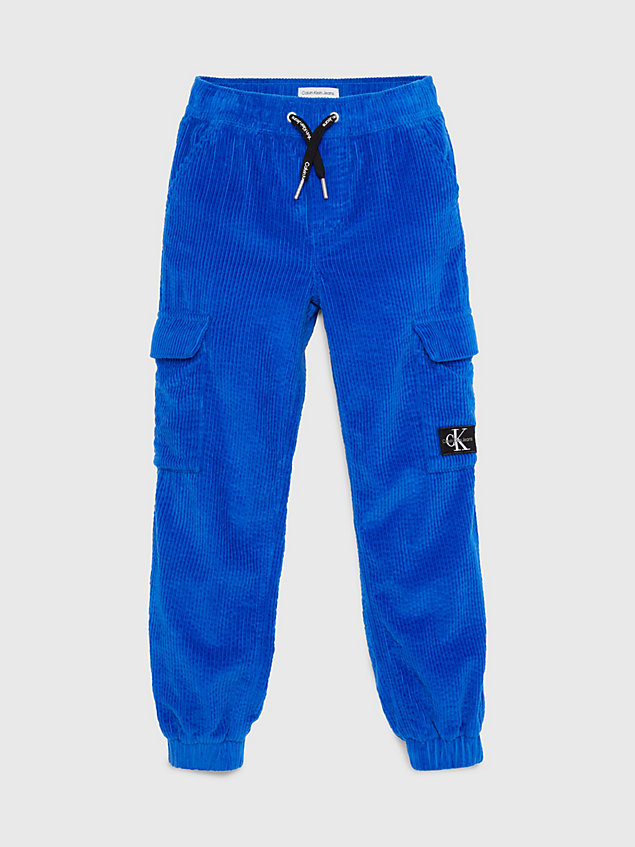 pantaloni da tuta cargo taglio relaxed in velluto a coste blue da boys calvin klein jeans