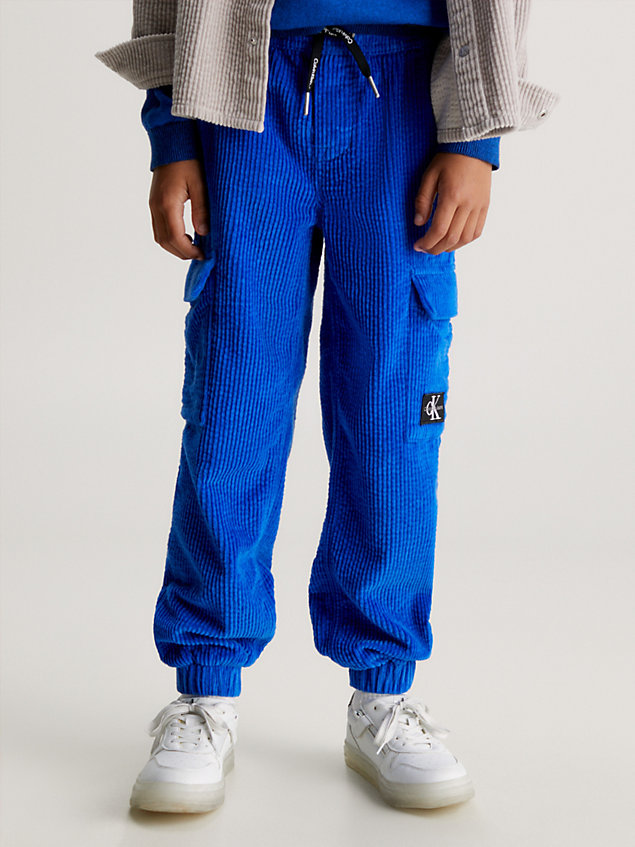 pantalon de jogging cargo relaxed en velours côtelé blue pour garcons calvin klein jeans
