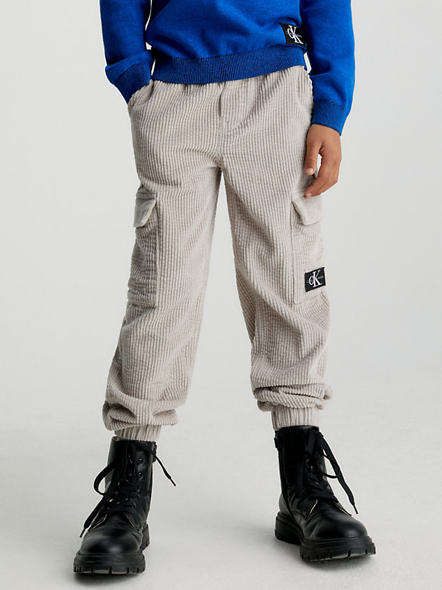 grey lässige cargo-jogginghose aus kordsamt für boys - calvin klein jeans
