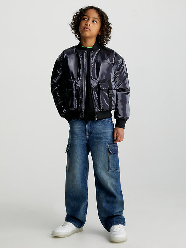 hyper green high shine bomber jacket for boys calvin klein jeans