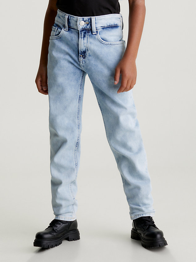 straight jeans de tiro medio denim de niños calvin klein jeans
