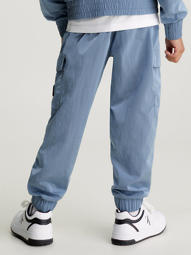 blue relaxed crinkle nylon cargo joggers for boys calvin klein jeans