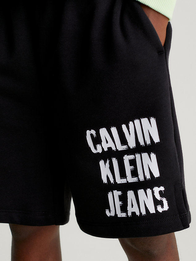 pantaloncini con logo taglio relaxed black da boys calvin klein jeans