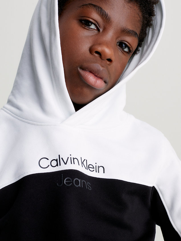 sweat à capuche color-block avec logo black pour boys calvin klein jeans