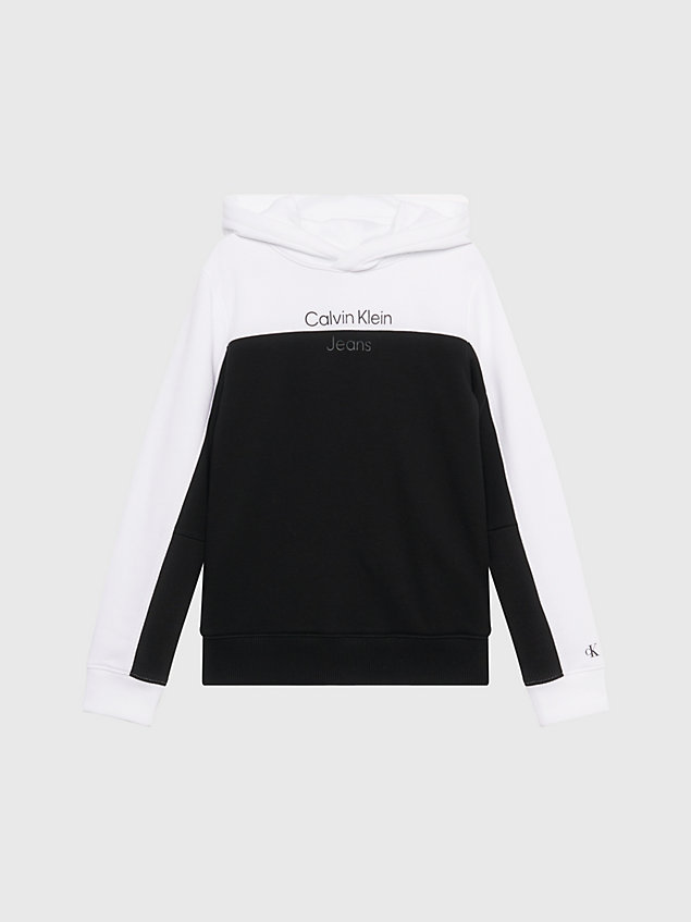 black logo-hoodie mit blockfarben-design für boys - calvin klein jeans