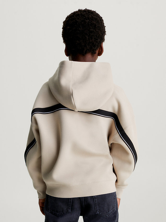 grey piqué-logo-hoodie für jungen - calvin klein jeans