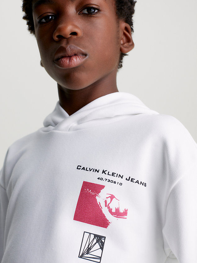 white lässiger logo-hoodie für boys - calvin klein jeans