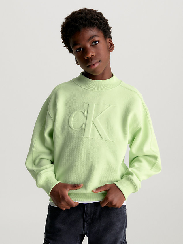 sweat-shirt relaxed avec logo green pour boys calvin klein jeans