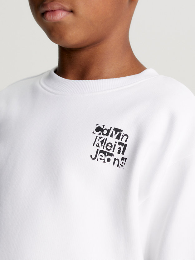 bright white relaxed logo sweatshirt for boys calvin klein jeans