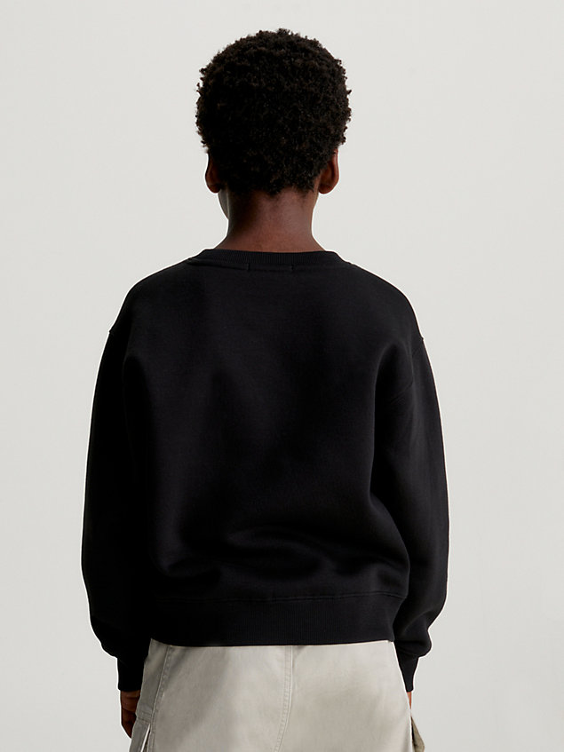 black lässiges logo-sweatshirt aus fleece für jungen - calvin klein jeans