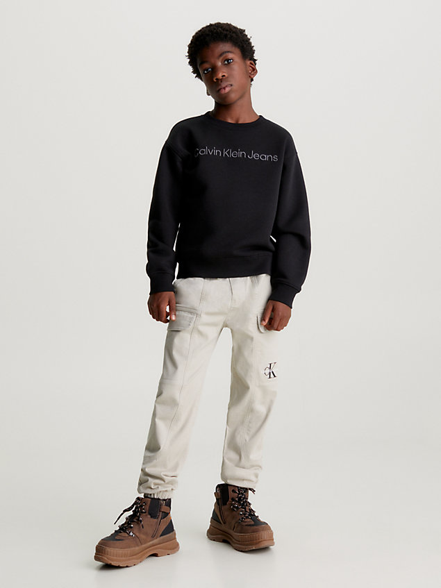 black relaxed fleece logo sweatshirt for boys calvin klein jeans
