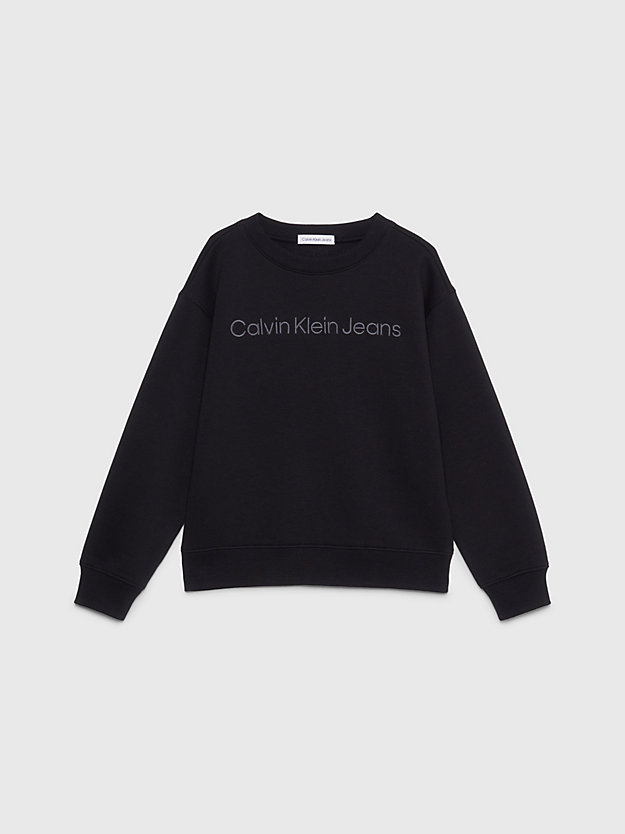 ck black relaxed fleece logo sweatshirt for boys calvin klein jeans