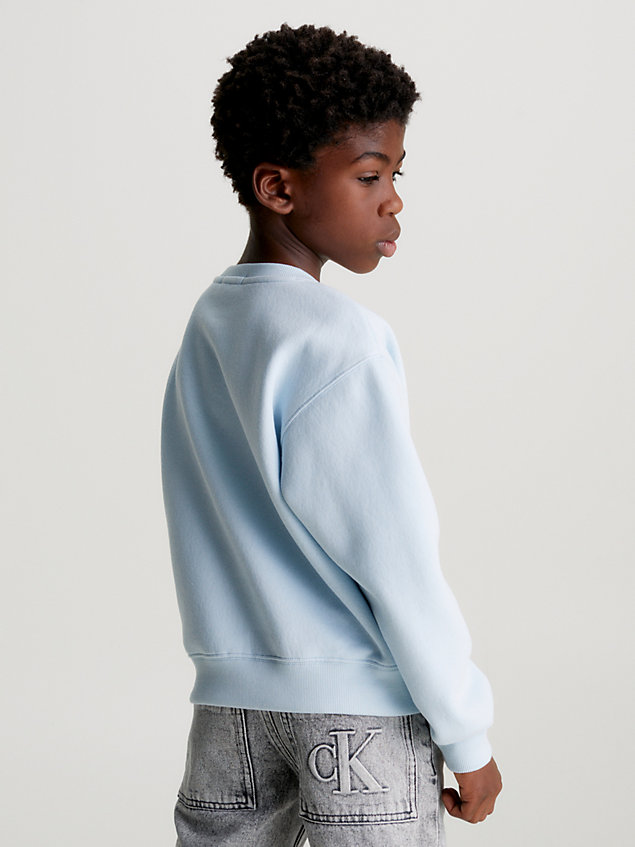 blue relaxed fleece logo sweatshirt for boys calvin klein jeans