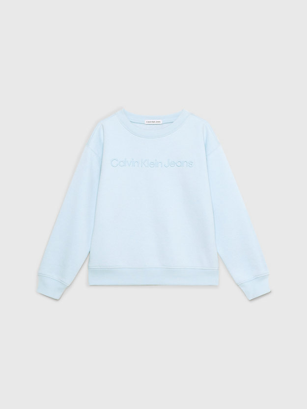 keepsake blue relaxed fleece logo sweatshirt for boys calvin klein jeans