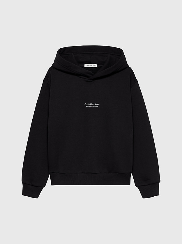 ck black relaxed logo hoodie for boys calvin klein jeans