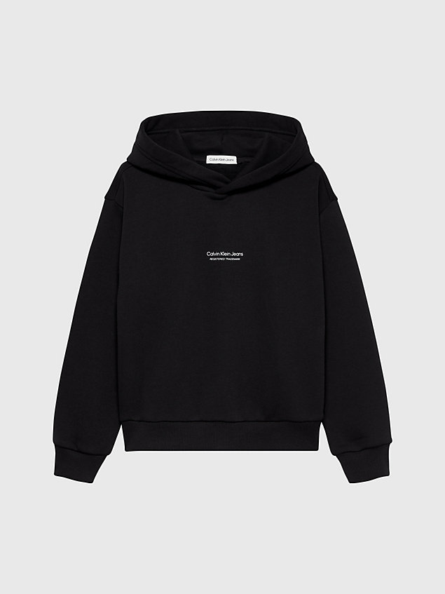 black relaxed logo hoodie for boys calvin klein jeans