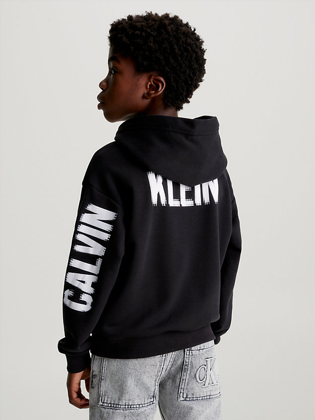 black relaxed hoodie met logo voor jongens - calvin klein jeans