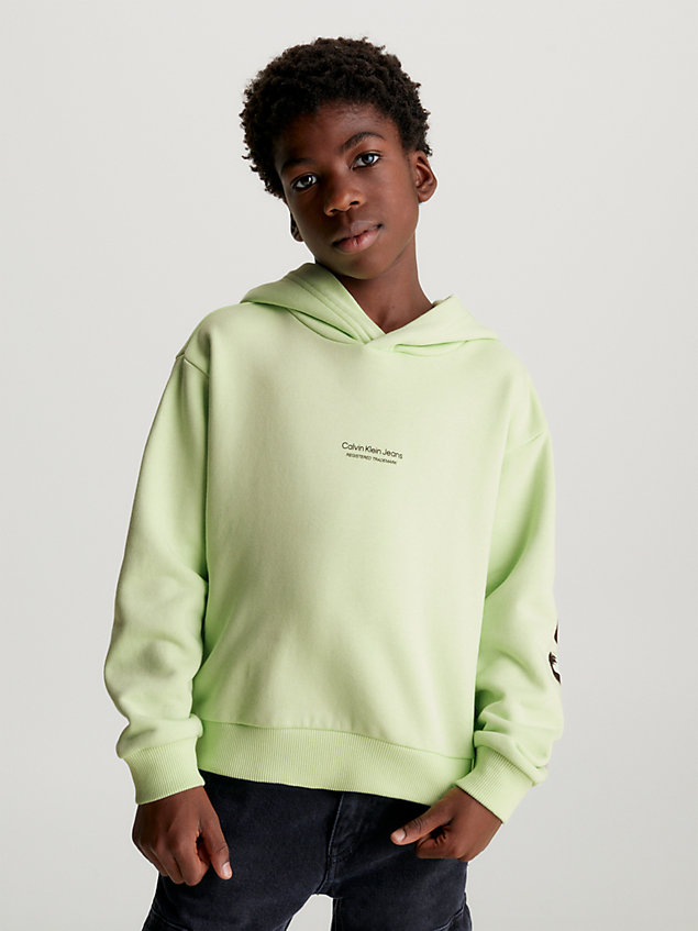 green relaxed logo hoodie for boys calvin klein jeans