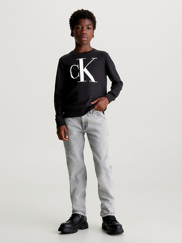 black logo jumper for boys calvin klein jeans