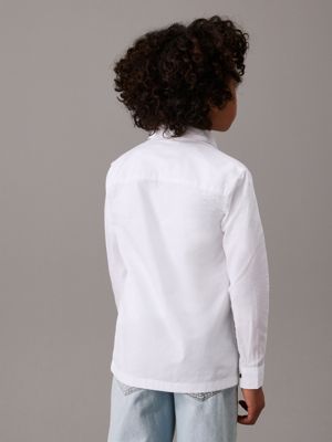 bright white cotton poplin dress shirt for boys calvin klein jeans