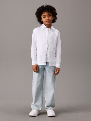 bright white cotton poplin dress shirt for boys calvin klein jeans