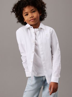 white cotton poplin dress shirt for boys calvin klein jeans