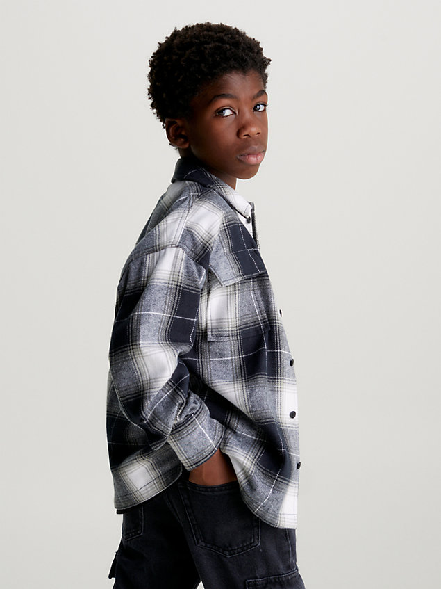 black kariertes flanell-overshirt für boys - calvin klein jeans