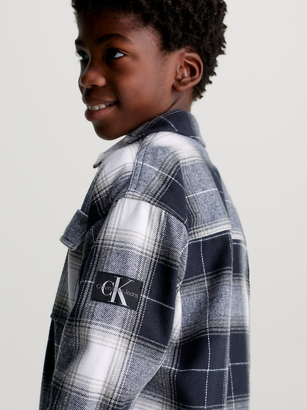 ck black flannel checkered overshirt for boys calvin klein jeans