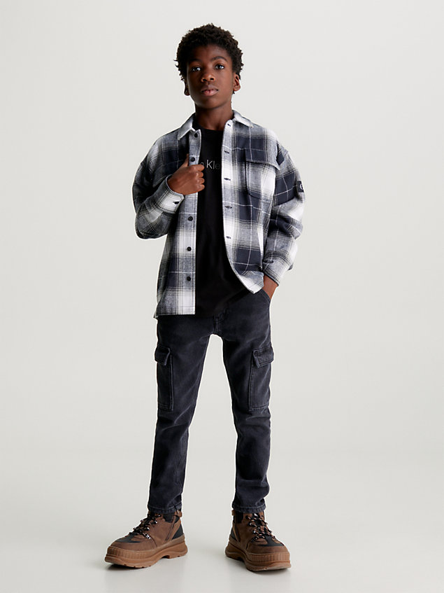 black kariertes flanell-overshirt für boys - calvin klein jeans