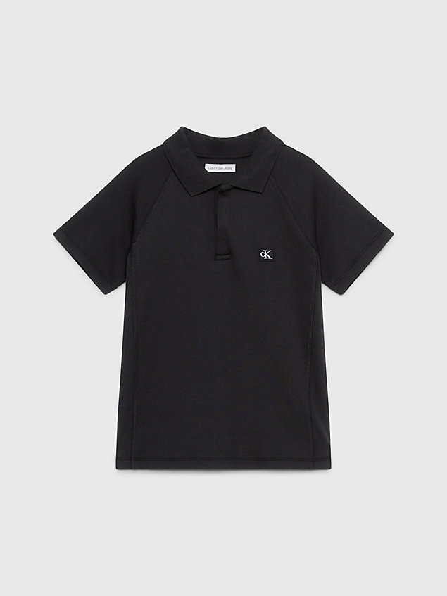 black cotton jersey polo shirt for boys calvin klein jeans