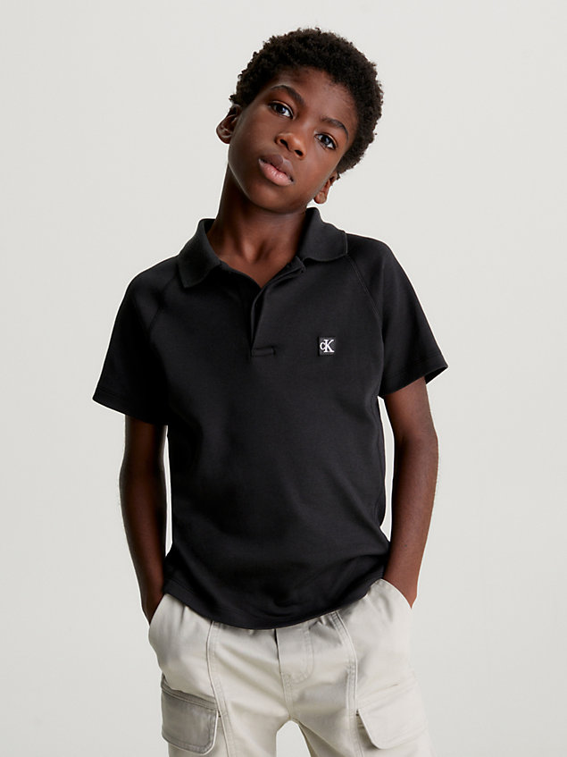 black cotton jersey polo shirt for boys calvin klein jeans